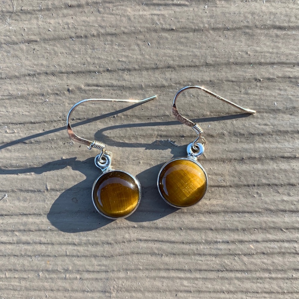 Tiger eye and sterling earrings